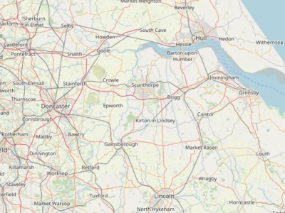 Map showing the location of Epworth, Scunthorpe & Gainsborough