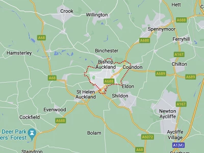 Map showing the location of Bishop Auckland & Shildon
