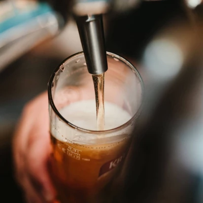 a beer being poured