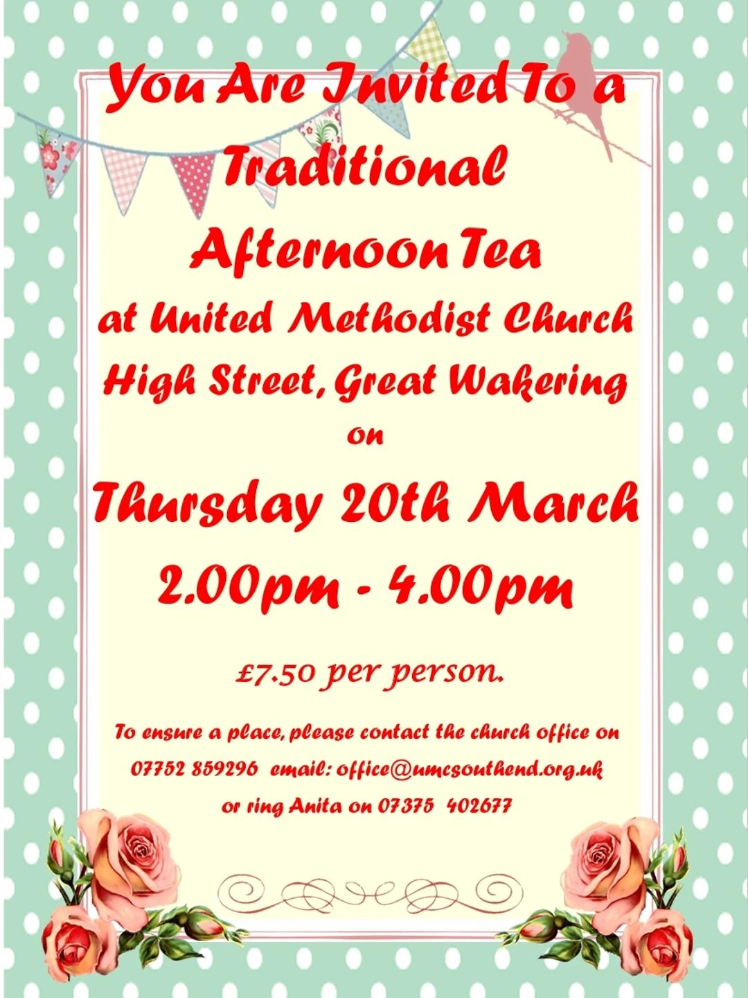 afternoon tea 20th march 2025 umc