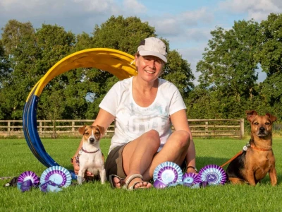 astrid with her dogs momo  maya
