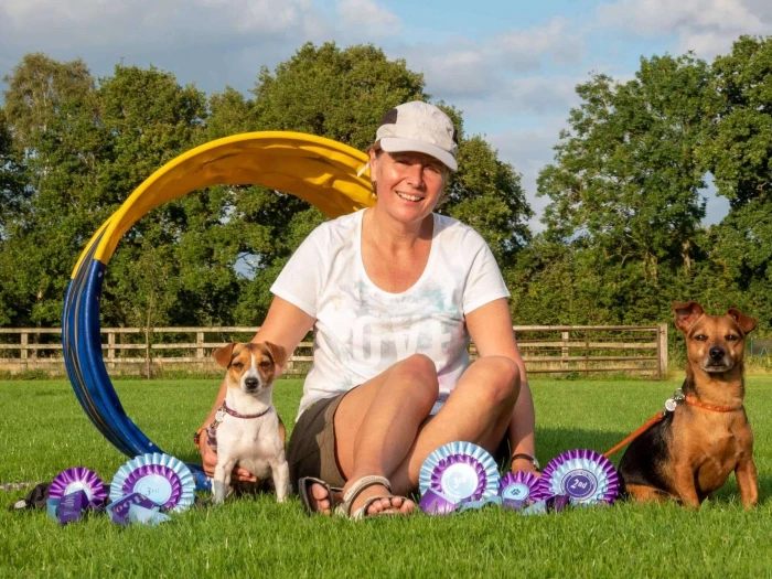 astrid with her dogs momo  maya
