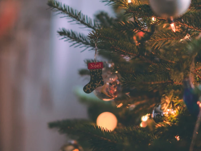 baubles shining on a christmas tree