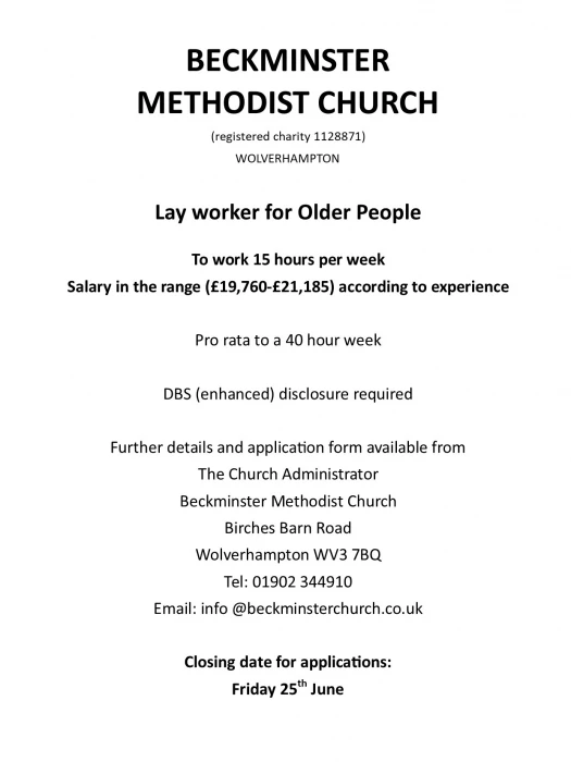 beckminster church job advert