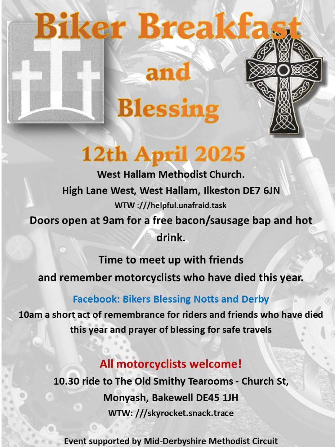 biker breakfast and blessing flyer 2025