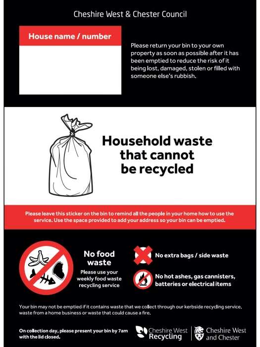 black waste bin sticker november 2023