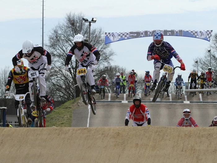 bmx riders at start of race