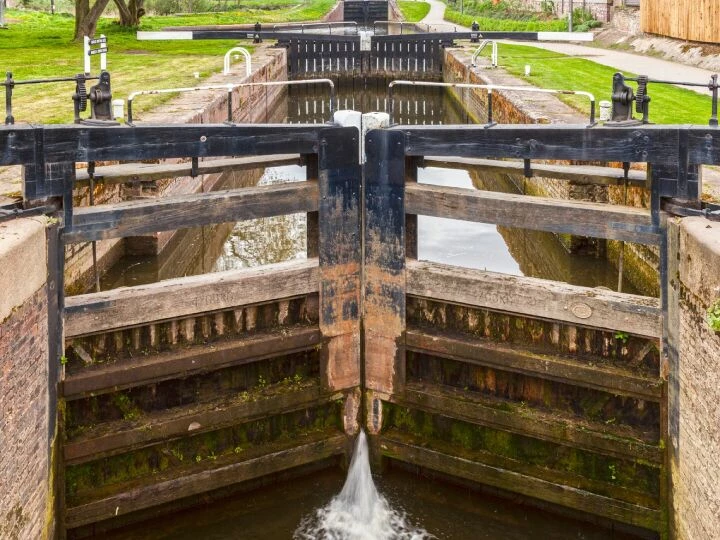 A series of canal lock gates