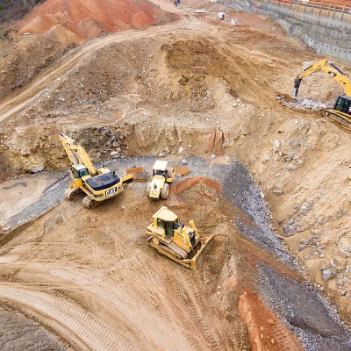 Yellow diggers on a construction site