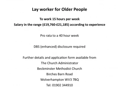Beckminster Church Job Advert