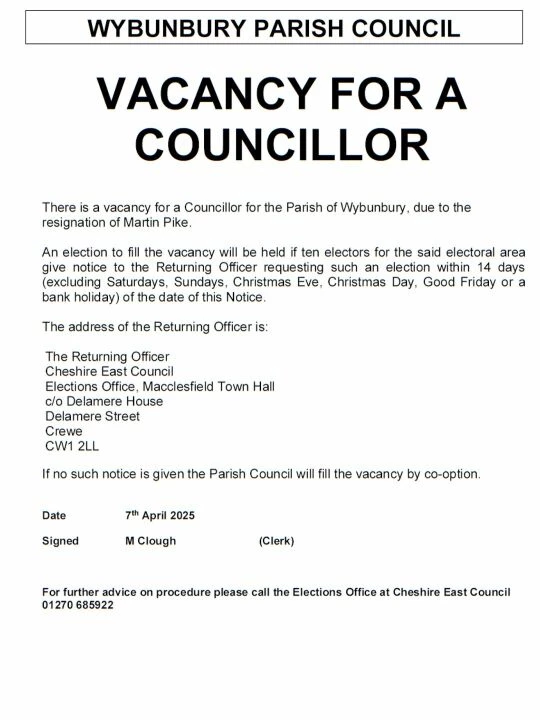 Notice of Parish Councillor Vacancy