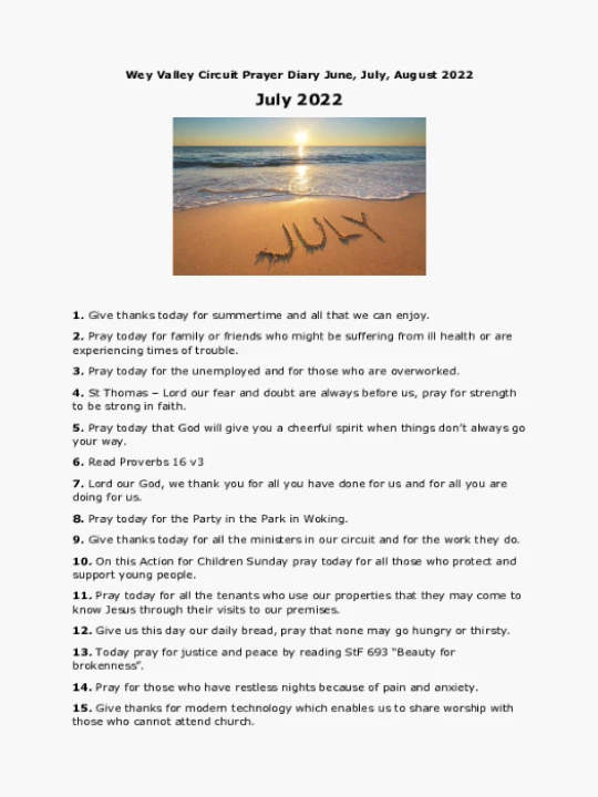 Circuit Prayer Diary July 2022