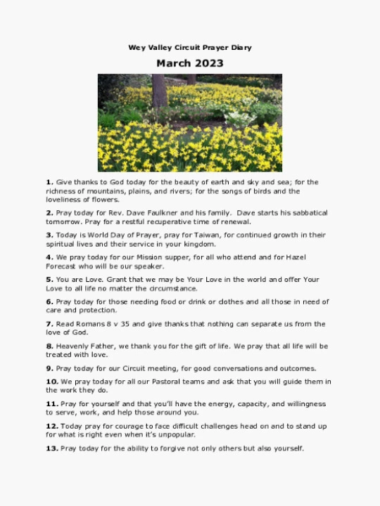 Circuit Prayer Diary March 2023