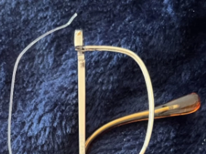 Broken metal eyewear frame