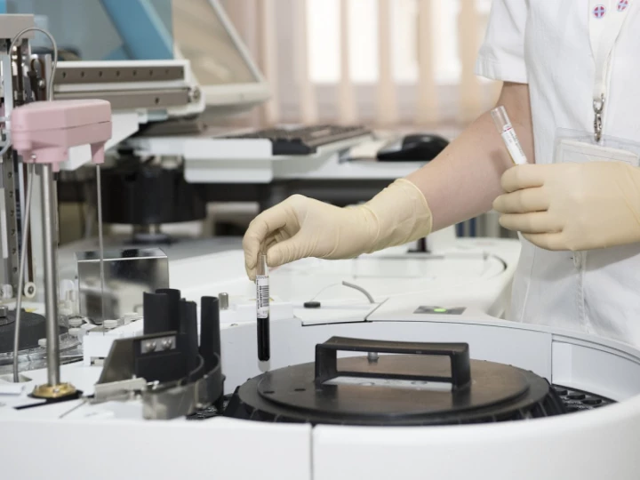 Laboratory, test tubes, healthcare worker