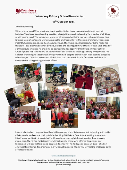 Wrenbury Newsletter 18th October 2024