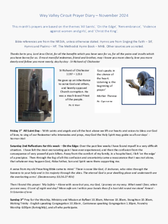 Circuit Prayer Diary – November 2024