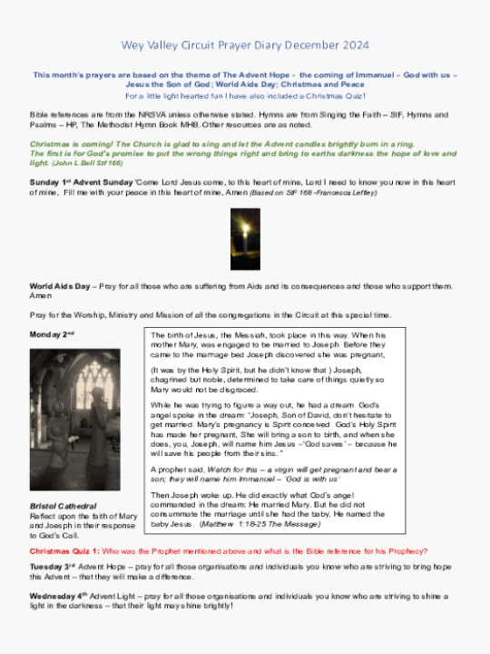 Circuit Prayer Diary – December 2024