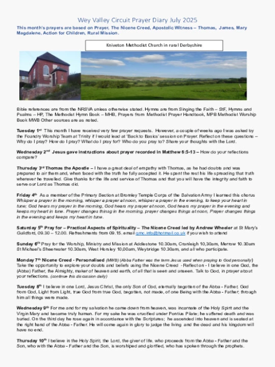 Circuit Prayer Diary July 2025