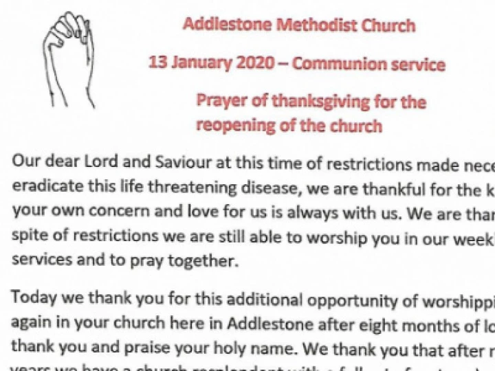 Dec. 2020 Reopening for a Church Service