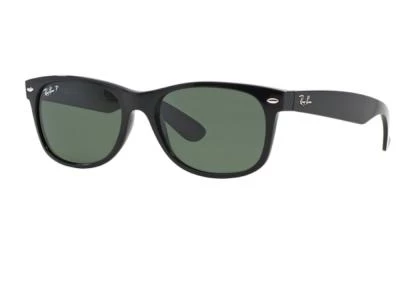 Ray-Ban New Wayfarer In Black With Crystal Green Polarised Lenses RB2132 901-58