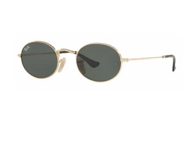 Ray-Ban Oval Flat in Gold with Green Crystal Lenses
