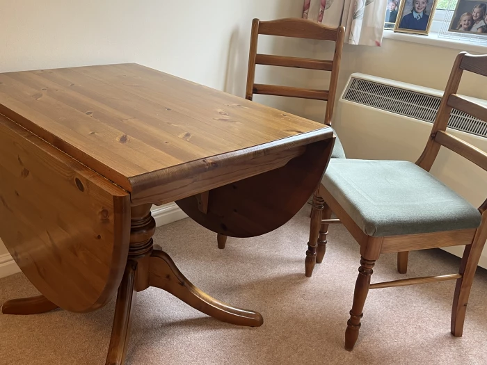 Dining room drop leaf table and 4 x chairs – Items for sale -Published