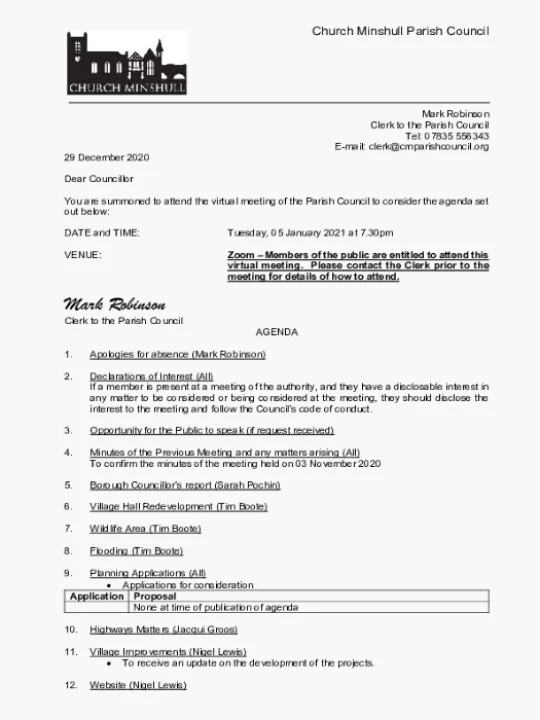 2020-01-09 Agenda