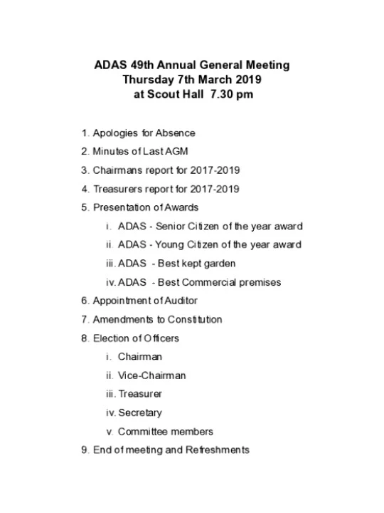 ADAS AGM Agenda