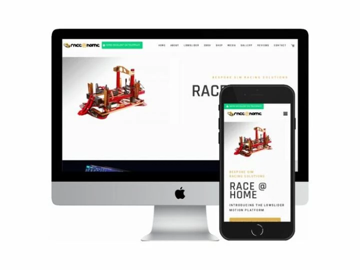 Desktop and mobile screenshots of the Race at Home website