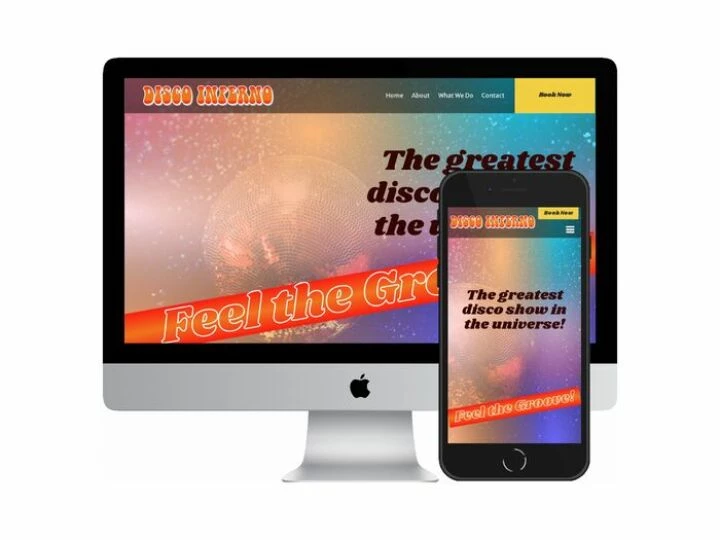 Desktop and mobile screenshots of the Disco Inferno website