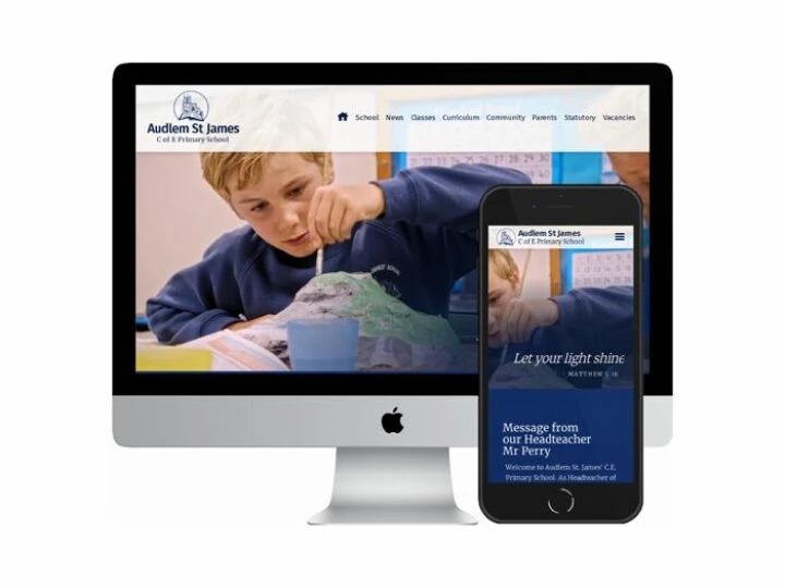 Desktop and mobile screenshots of the Audlem St James website