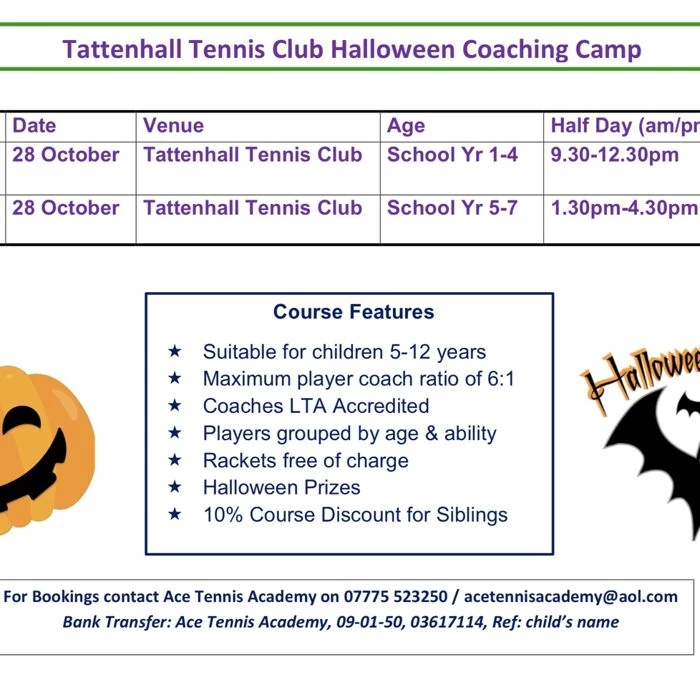 Tennis Club Halloween Coaching Camp