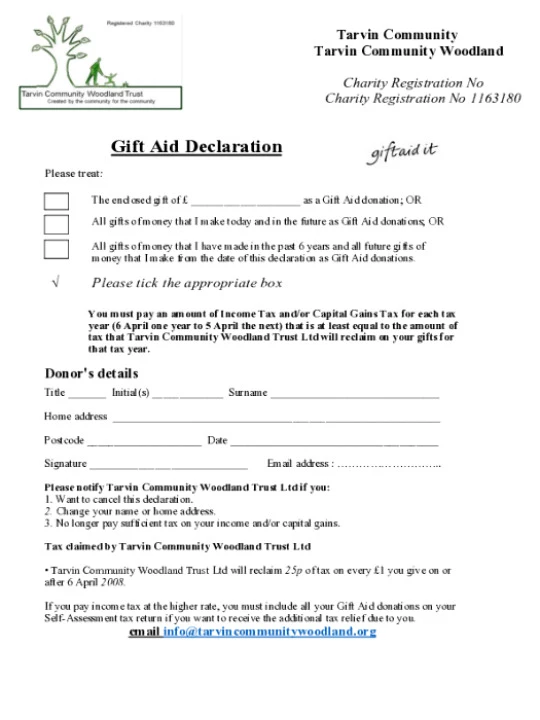 Gift Aid Declaration Form