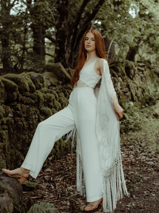 boho velvet devore kimono fringe jumpsuit combo p
