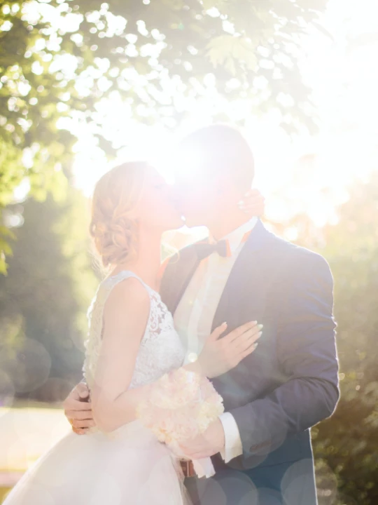 brideandgroomkissingneartreeagainstthesunphoto1244700