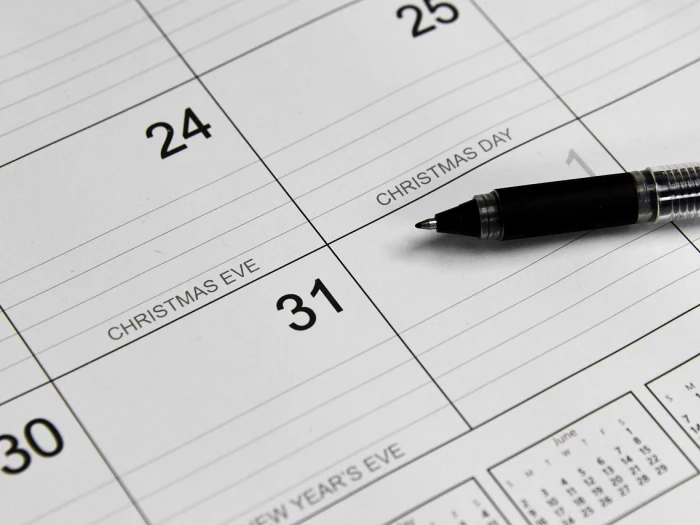 calendar christmas new years eve