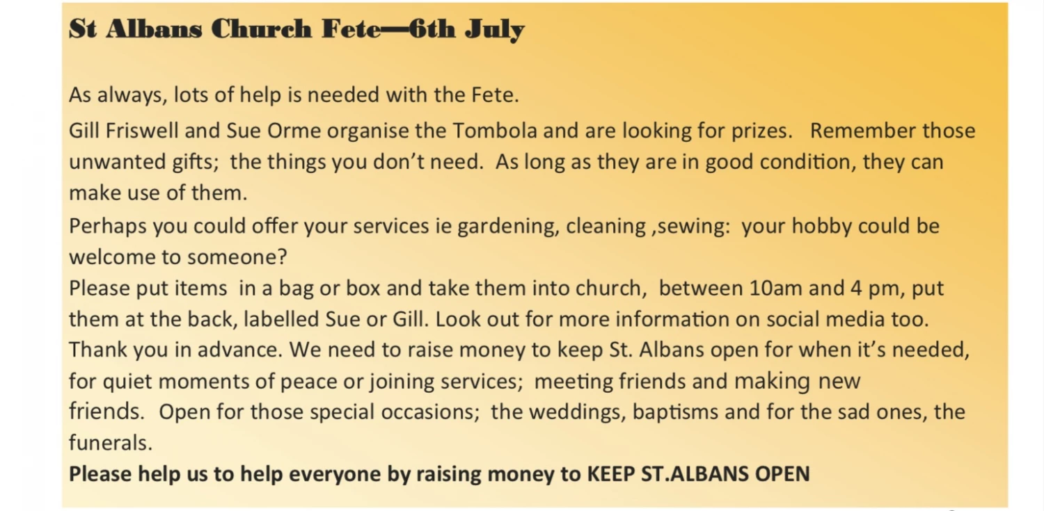 can you help village fete