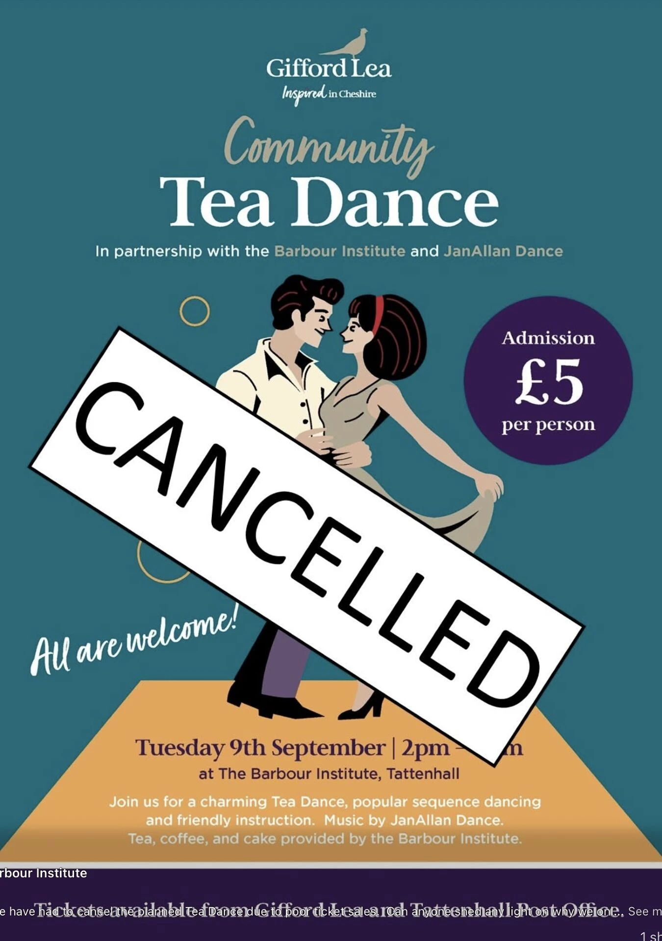 cancellation tea dance