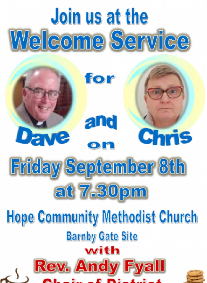 dave and chris bonny welcome service flyer