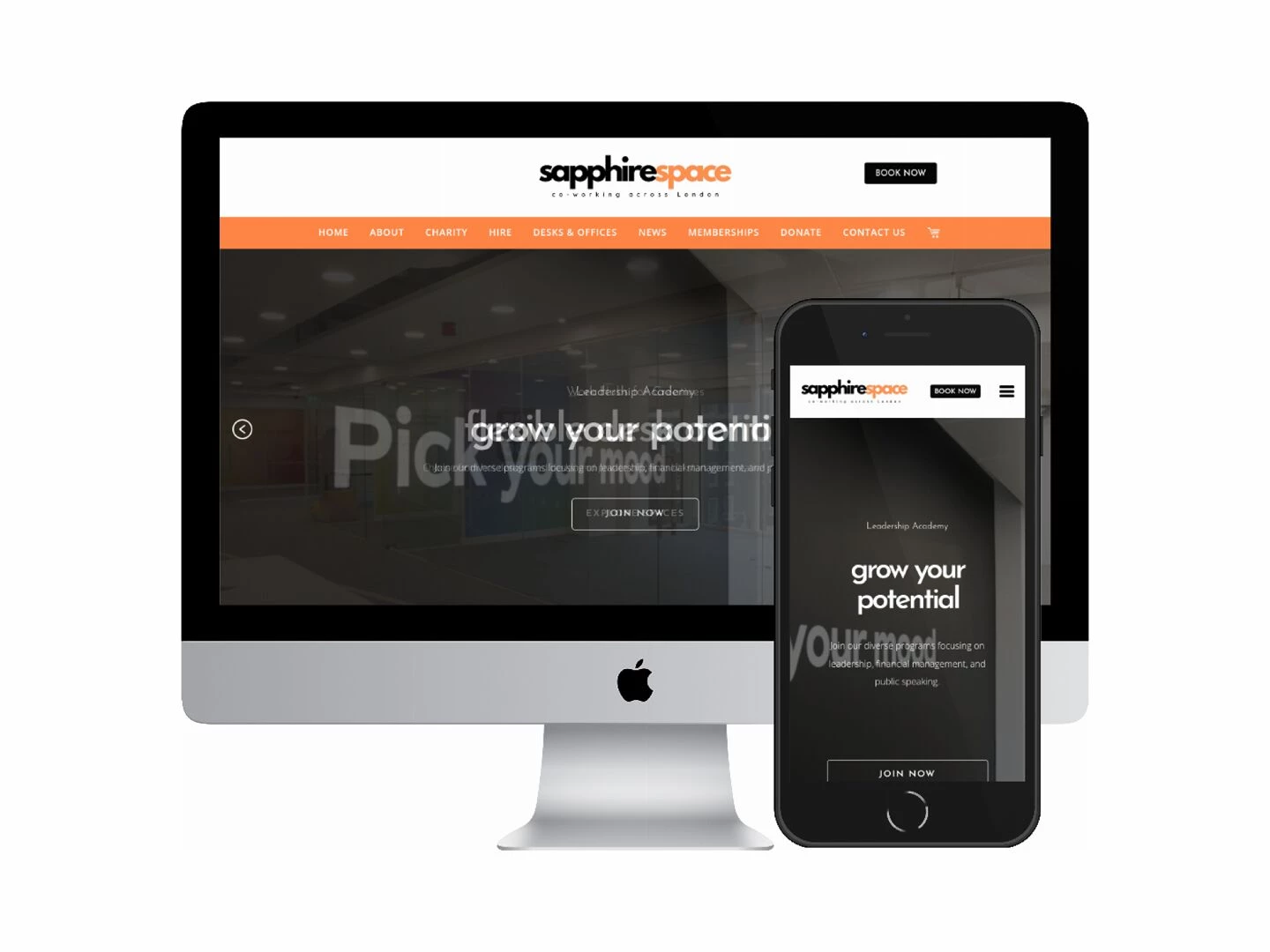 desktop and mobile screenshots of the sapphire space website
