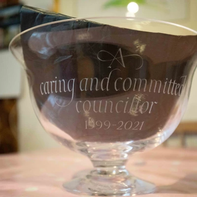 engraved glass bowl