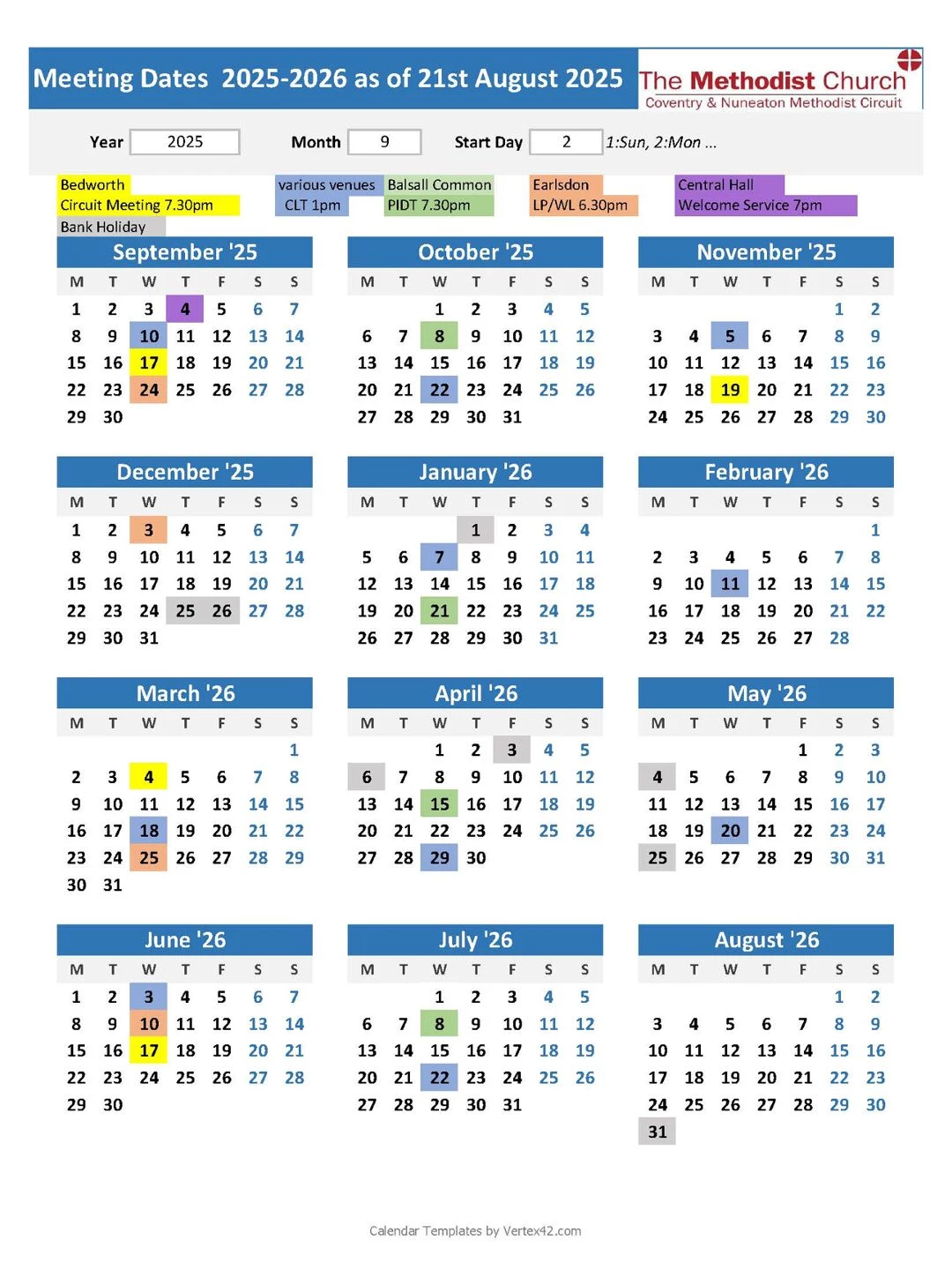 final various meeting dates 20252026