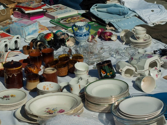 flea market dishes garage sale