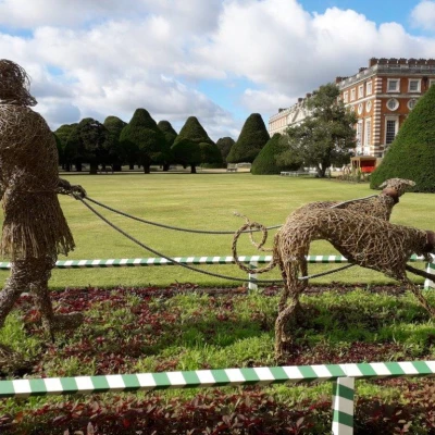 flower club meeting    july 2022 hampton court tudor lord with greyhounds