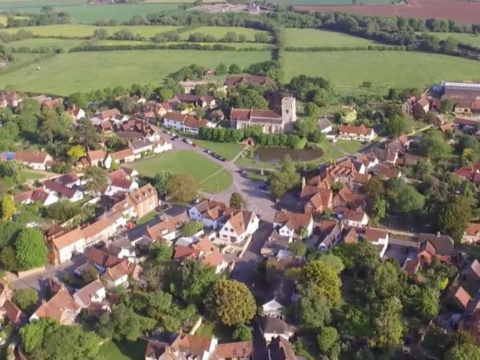 flyover of church end