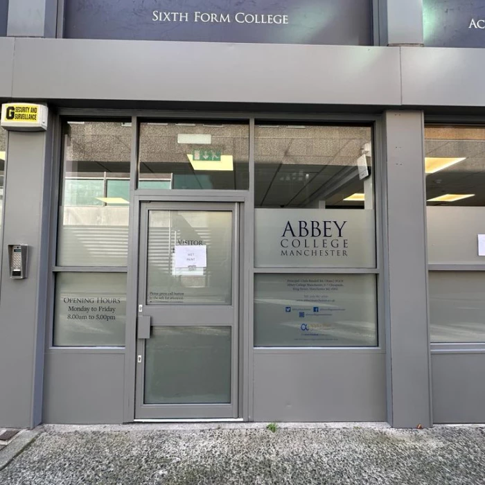 glass doorway at abbey college manchester
