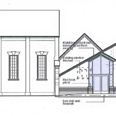 hall development  side elevation