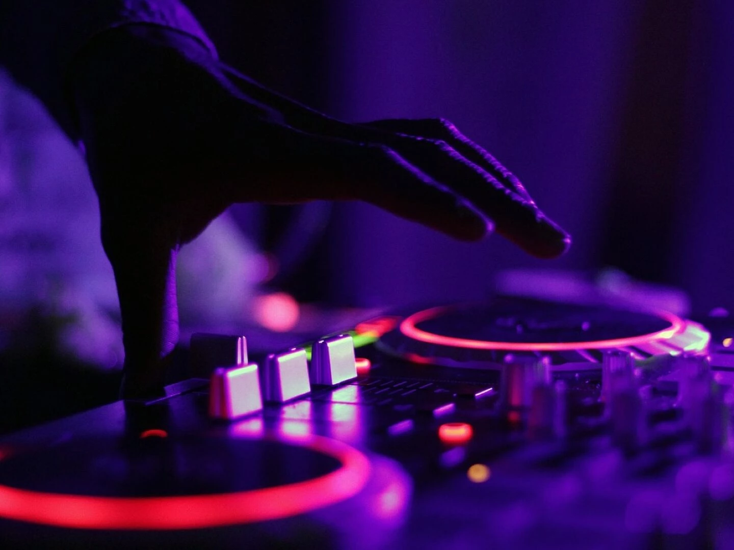 hand turntable dj neon lights dj turntable music jamming edm mixer party event celebration music music music music music party party