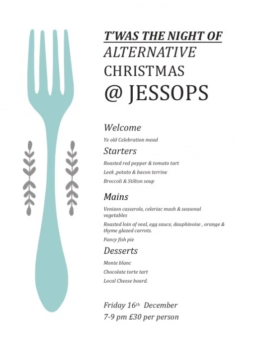 jessops menu 16th dec 2016